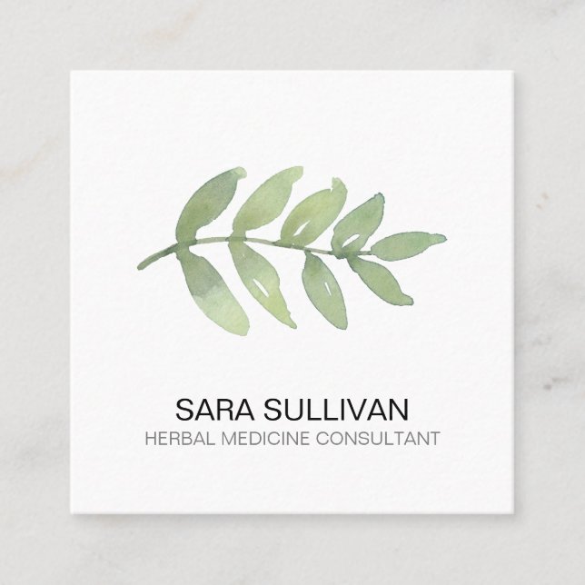 Leaves Herbal Medicine Herbs  Square Business Card (Front)