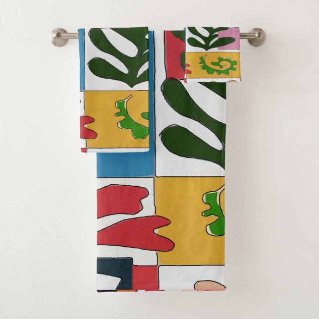 Leaves in Abstract, add text Bath Towel Set (Insitu)