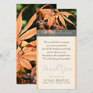 Leaves in Autumn Sympathy Thank You photo card