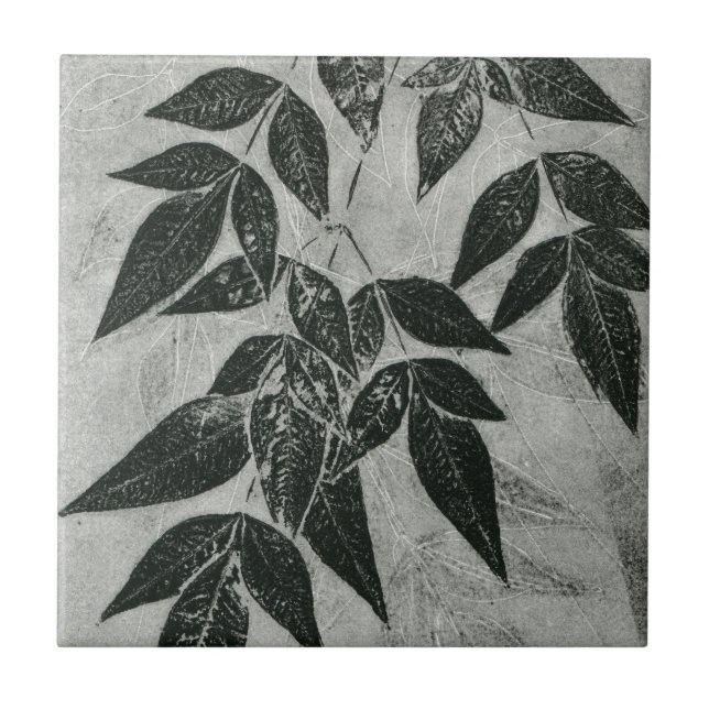 Leaves in Black and White Tile (Front)
