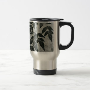 Leaves in Black and White Travel Mug