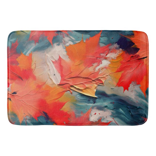 Leaves In The Wind – Abstract Autumn Motion Bath Mat (Front)