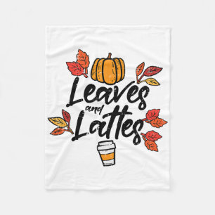 Leaves Lattes Pumpkin Spice Fall Autumn Halloween Fleece Blanket