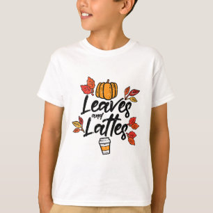 Leaves Lattes Pumpkin Spice Fall Autumn Halloween T-Shirt