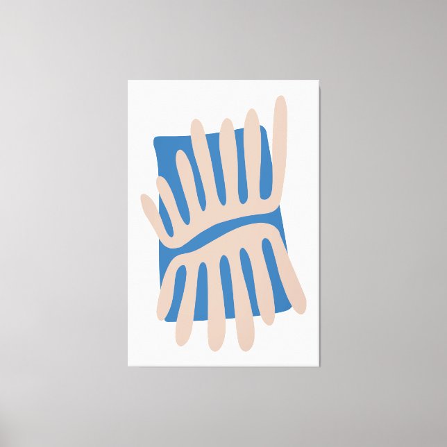 Leaves Matisse Inspired Abstract in Blue and Sand Canvas Print (Front)