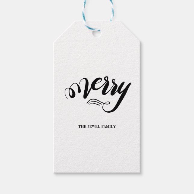 leaves & merry script gift tag (Front)