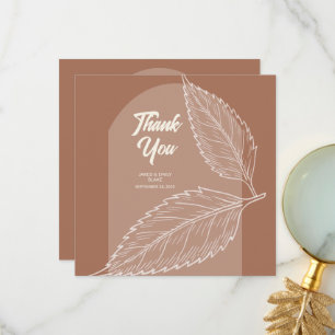 Leaves Mocha Wedding Thank You Cards