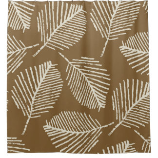 Leaves mono print, caramel brown, seamless. shower curtain