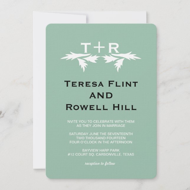 leaves & monogram invitation (Front)