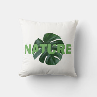 leaves monstera on white  throw pillow
