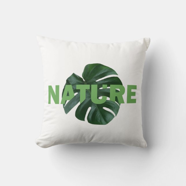 leaves monstera on white  throw pillow (Front)
