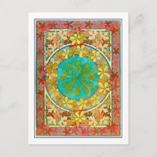 Leaves of Art Nouveau Style, Mucha Postcard