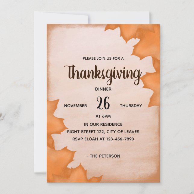 Leaves of Autumn - Thanksgiving Dinner Invitation (Front)