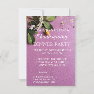 Leaves of Autumn Thanksgiving Dinner Party Invitation