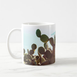 Leaves of cactus. Plant outdoor with flare light i Coffee Mug