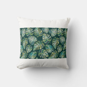 Leaves of exotic tropical plant monstera. Seamless Cushion