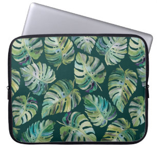 Leaves of exotic tropical plant monstera. Seamless Laptop Sleeve