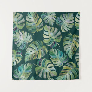 Leaves of exotic tropical plant monstera. Seamless Tapestry
