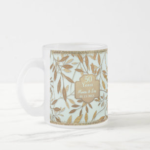 Leaves of Gold 50th Wedding Anniversary Frosted Glass Coffee Mug