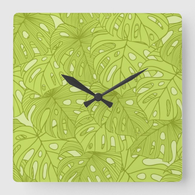 Leaves of Palm Tree Square Wall Clock (Front)