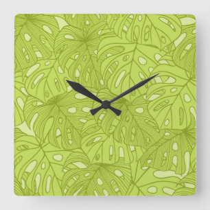Leaves of Palm Tree Square Wall Clock