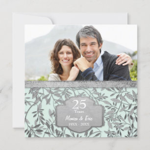 Leaves of Silver 25th Wedding Anniversary Invitation