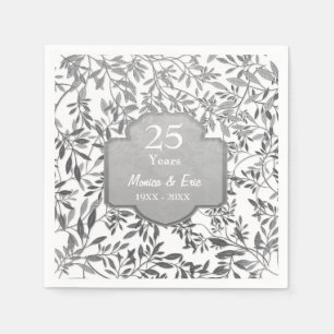 Leaves of Silver 25th Wedding Anniversary Napkins