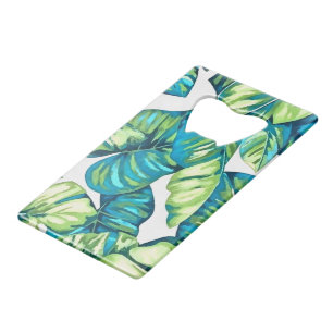 Leaves Of Tropical Monstera and Banana Blue Green