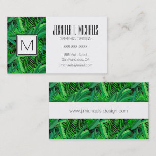 Leaves Of Tropical Palm Trees   Add Your Name Business Card