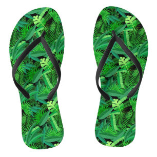 Leaves Of Tropical Palm Trees Flip Flops