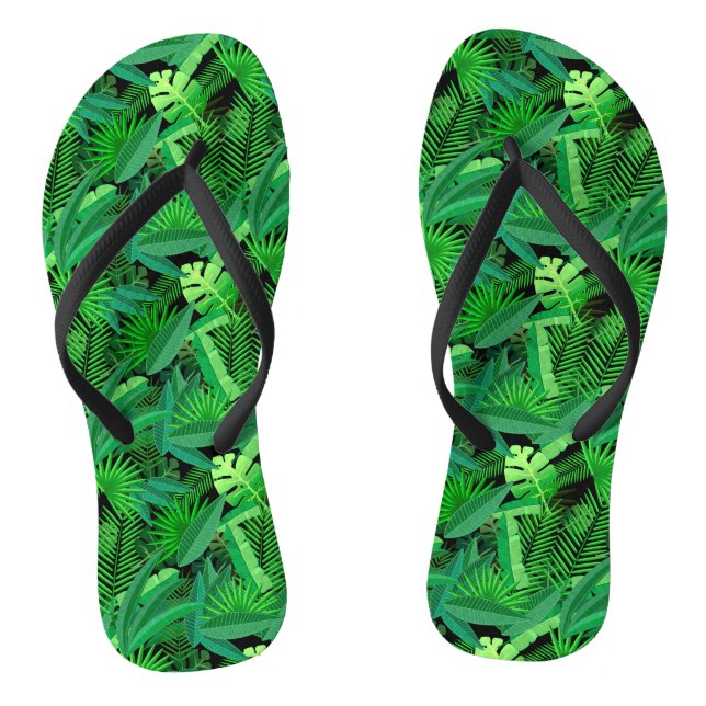 Leaves Of Tropical Palm Trees Flip Flops (Footbed)