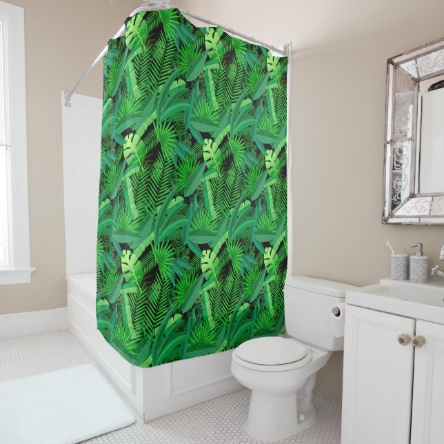 Leaves Of Tropical Palm Trees Shower Curtain (In Situ)