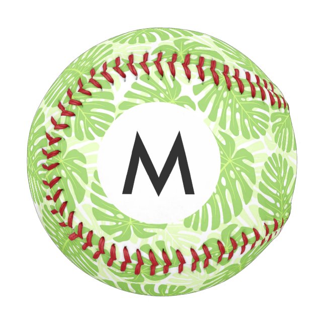 Leaves Of Tropical Plant - Monstera Pattern Baseball (Front Left)