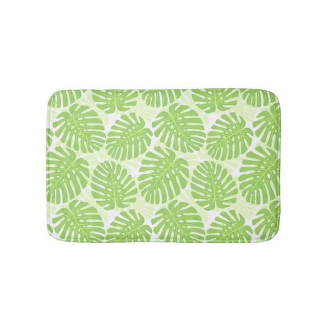 Leaves Of Tropical Plant - Monstera Pattern Bath Mat (Front)