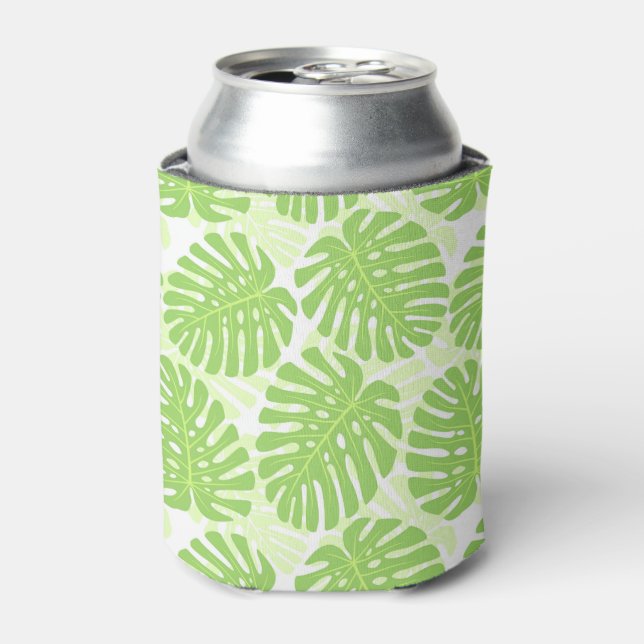 Leaves Of Tropical Plant - Monstera Pattern Can Cooler (Can Front)