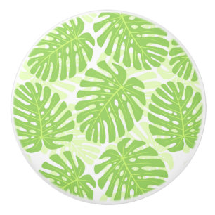 Leaves Of Tropical Plant - Monstera Pattern Ceramic Knob