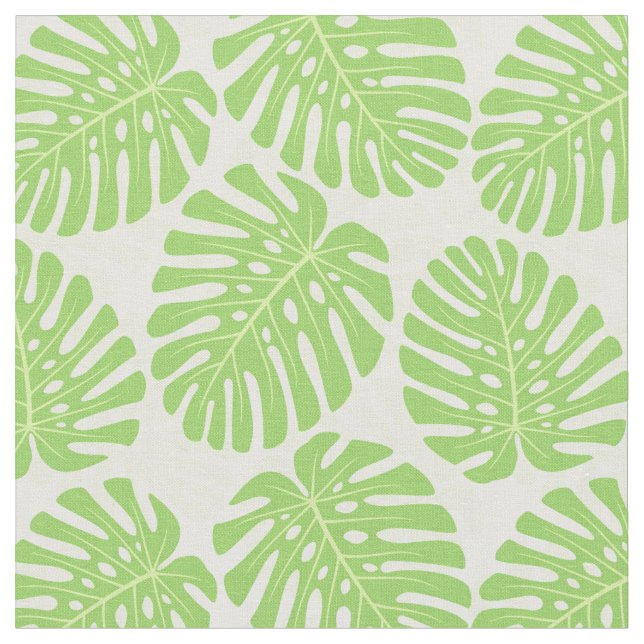 Leaves Of Tropical Plant - Monstera Pattern Fabric (Close Up)