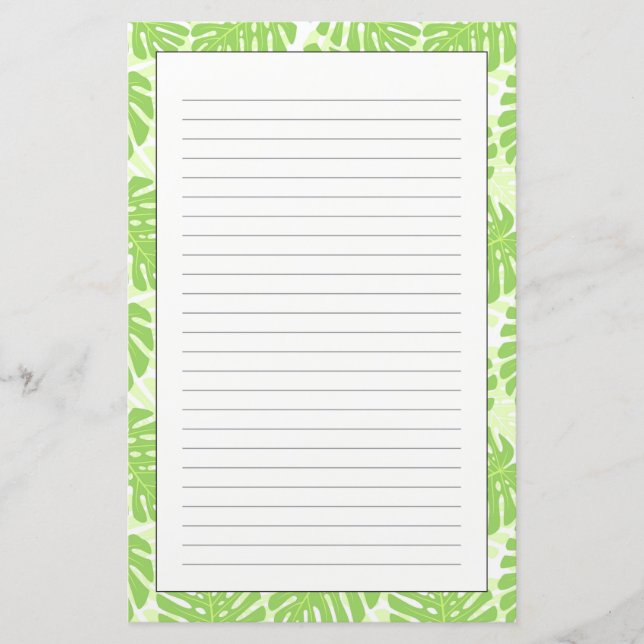 Leaves Of Tropical Plant - Monstera Pattern Stationery (Front)