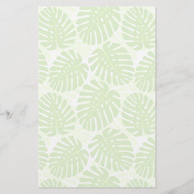 Leaves Of Tropical Plant - Monstera Pattern Stationery (Front)