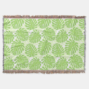 Leaves Of Tropical Plant - Monstera Pattern Throw Blanket
