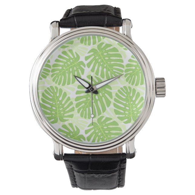 Leaves Of Tropical Plant - Monstera Pattern Watch (Front)