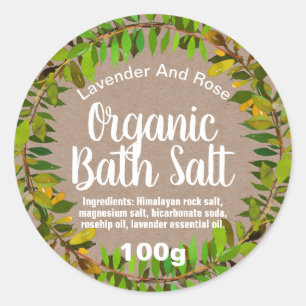 Leaves On Kraft Organic Bath Salt Labels