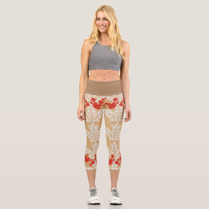 LEAVES ON LEAVES (CANADA FLAG) BY MASANSER CAPRI LEGGINGS