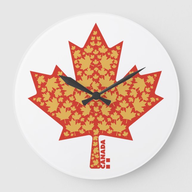 LEAVES ON LEAVES (CANADA FLAG) BY MASANSER LARGE CLOCK (Front)