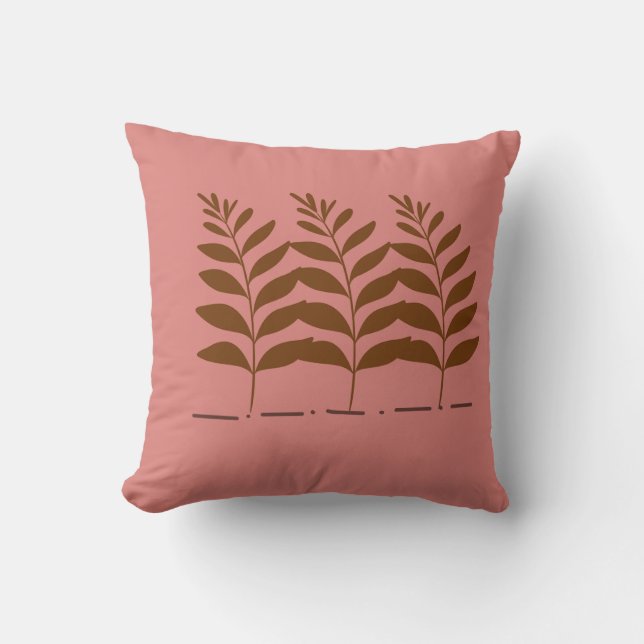 "Leaves on Peach Pillow" Cushion (Front)