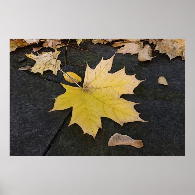 Leaves on sidewalk poster (Front)