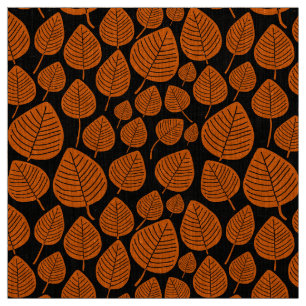 Leaves - Orange on Black Fabric