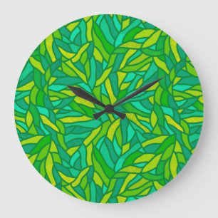 Leaves patchwork large clock