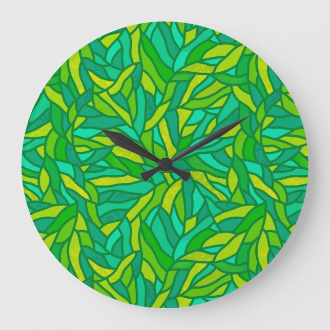 Leaves patchwork large clock (Front)