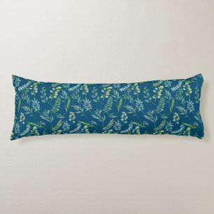 Leaves Pattern 11.bw DBlue BG Body Cushion